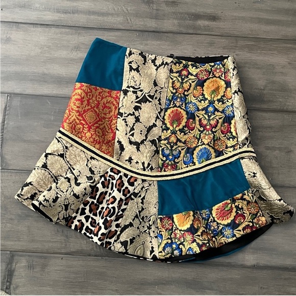 Alice + Olivia Eriko Patchwork Flounce-Hem Skirt & Jeannie Tie Neck Blouse Set - Picture 11 of 16